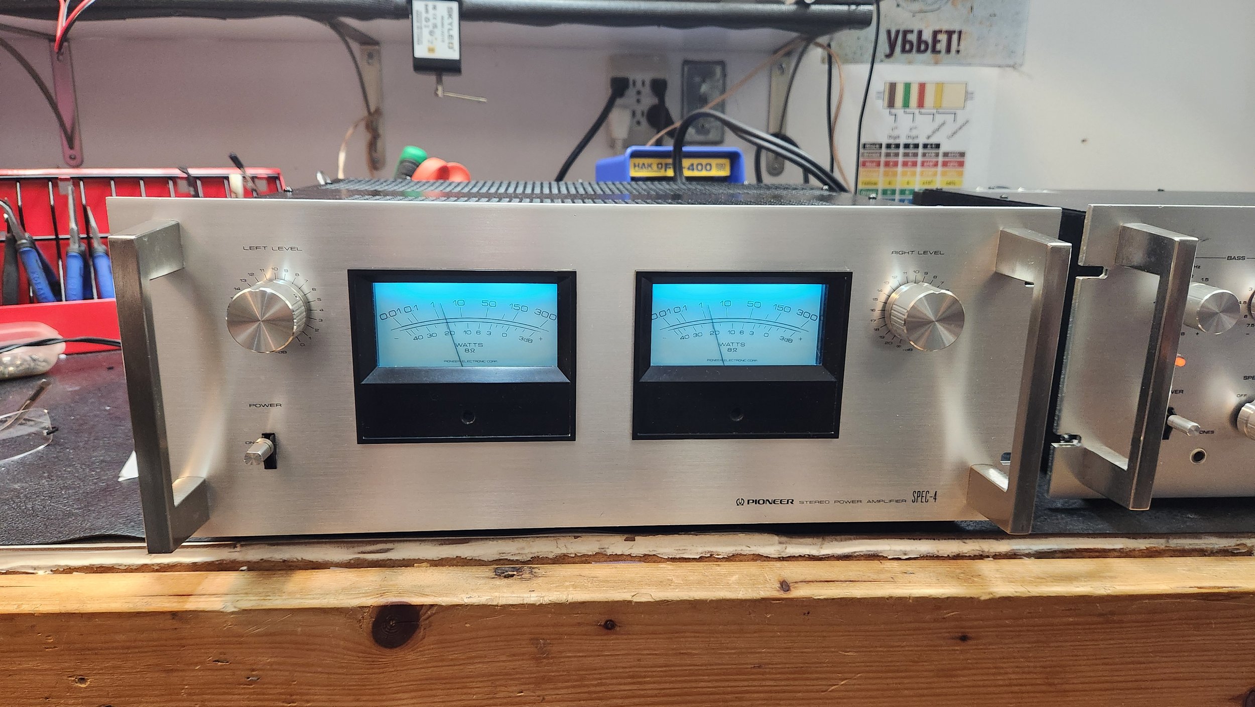 Pioneer SPEC-4 Power amp. Crumpled in shipping, this beauty got a full rebuild, straightened frame, repaint, and new lights to be running like new again.  