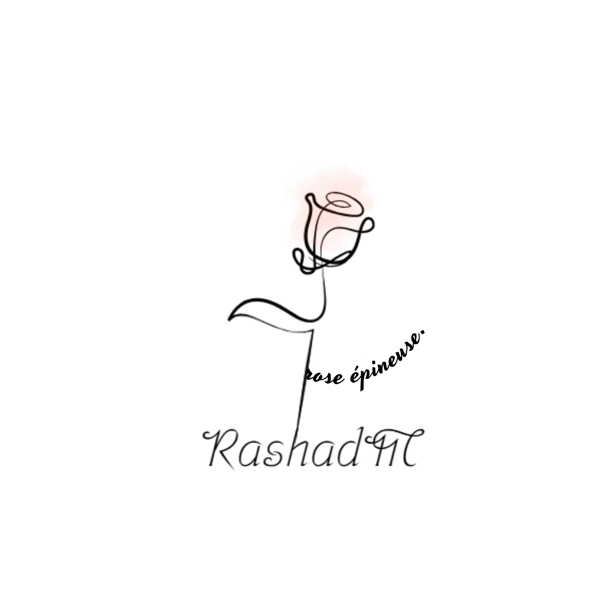 Illustration d'une fleur stylisée avec un texte en cursive 'pousse épi... Rasdu...'