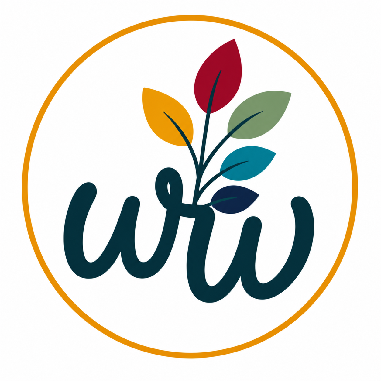 A circular logo with an orange outline, featuring the word 'wit' in dark blue cursive text, with a colorful branch of leaves emerging from the letter 'i' in red, yellow, green, blue, and navy.