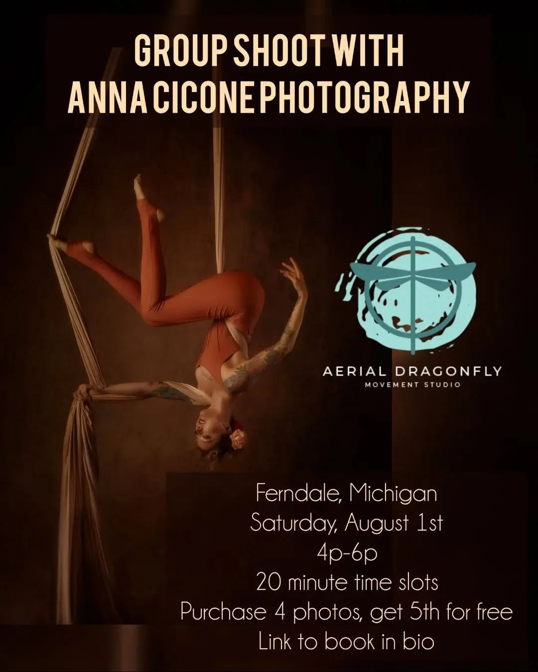 I'm excited to announce that my first group shoot in a very long time will be at a studio I absolutely love to work with, @aerial_dragonfly 

The shoot date will be August 1st, at Aerial Dragonfly Movement Studio in Ferndale, Michigan. Book a 20-minu