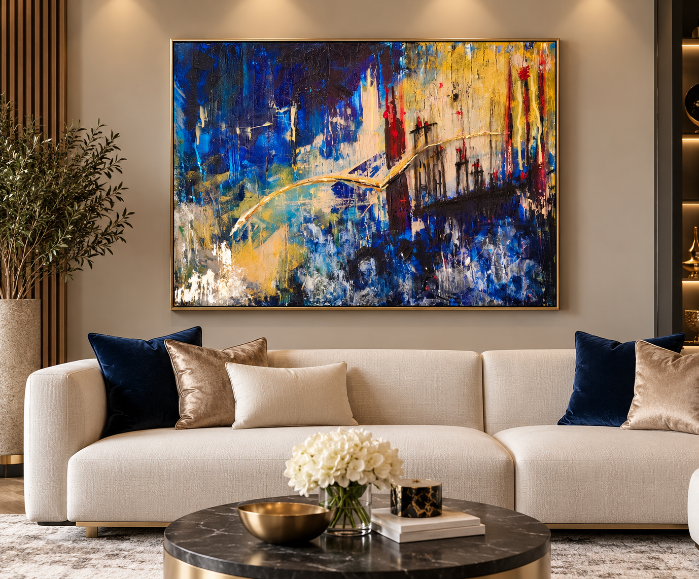 Living room. Acrylic paint on canvas. Custom hand painted art