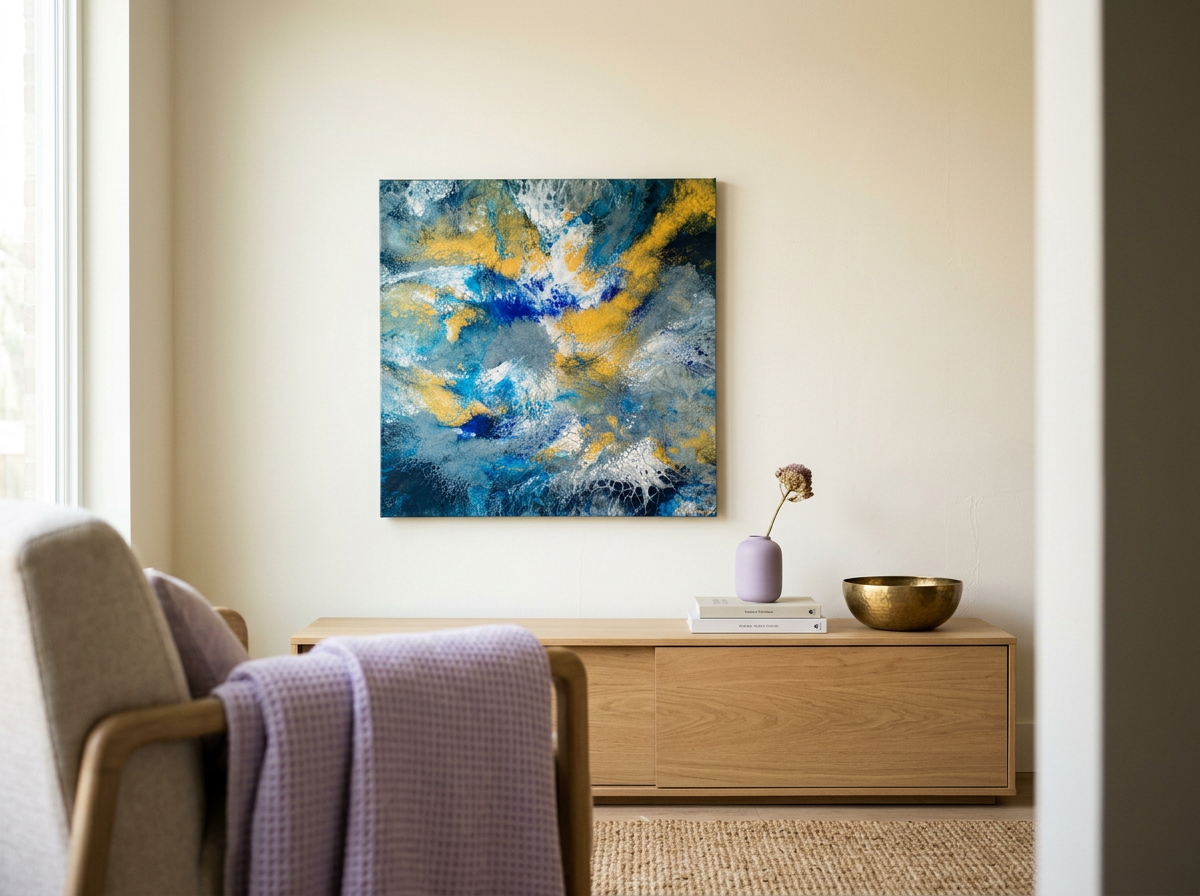 Small Ocean Splash- 24x24 inches-acrylic on canvas- 2021 SOLD