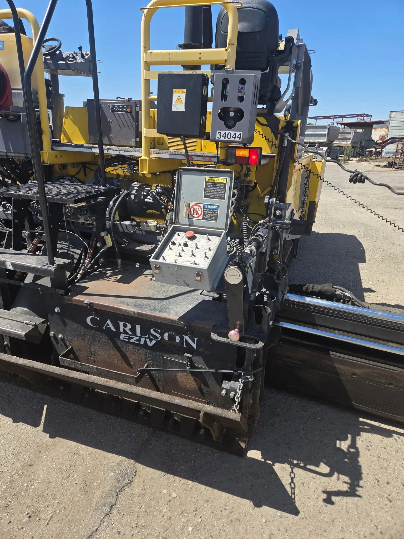 2017 Dynapac F1000T asphalt paver, rear view showing screed assembly and paving controls.