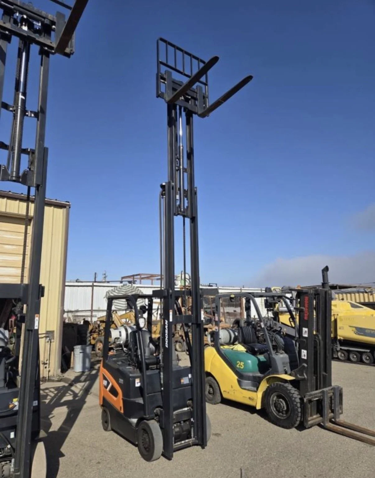2021 Doosan GC18S-9 forklift, close-up showing operator seat, steering wheel, and controls