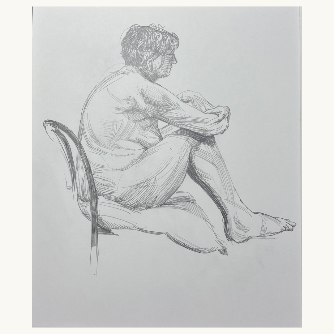 'Seated Model' Pencil Drawing