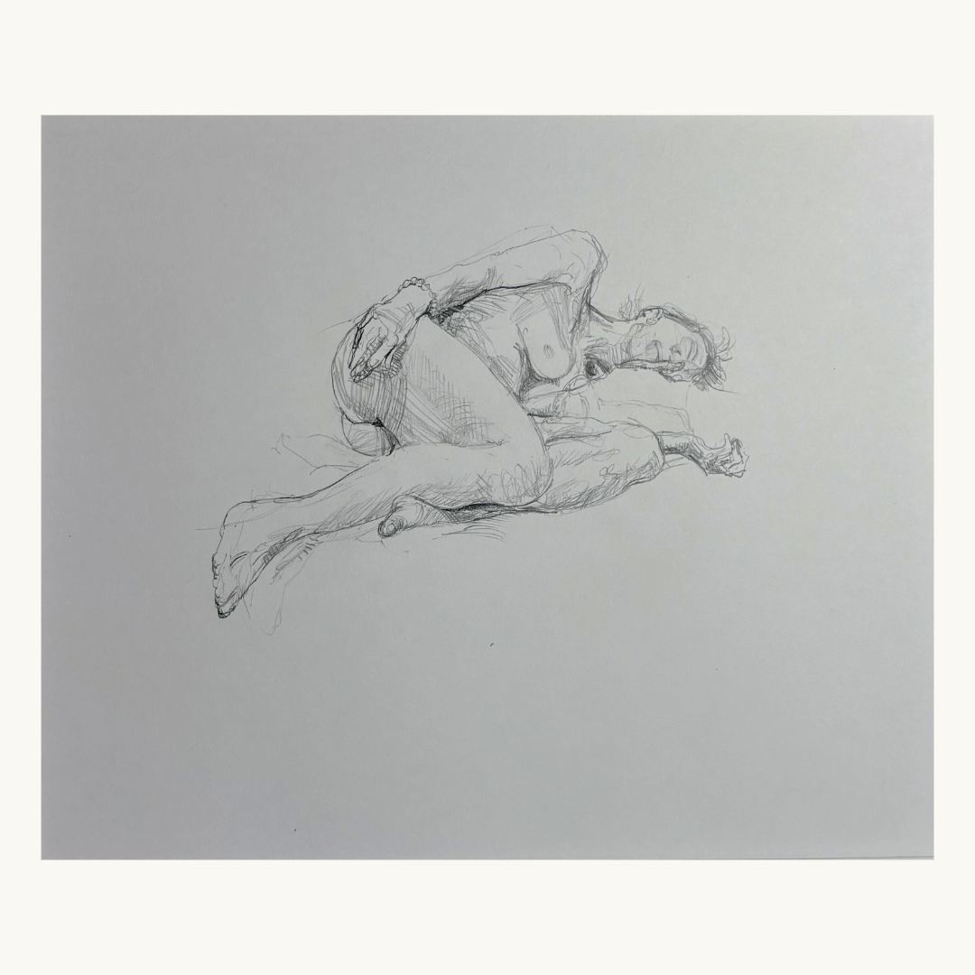 'Sleeping Model' Pencil Drawing
