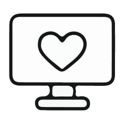 Icon of a computer monitor displaying a heart.