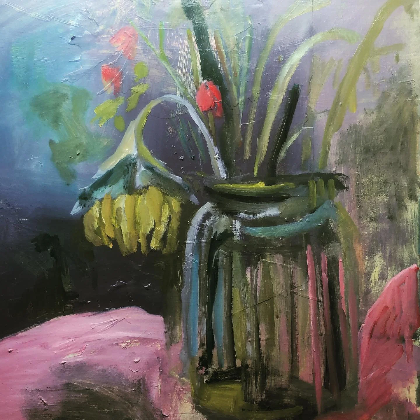 When you have to filter a painting because of poor colour choices #covidpainting #oilpaint #summerflowers #purple is the devils hue #helpmefixmypainting  #isolationartist #artistinisolation
