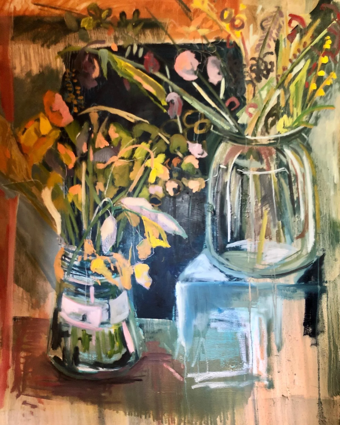 Still life in Box, May 2020 - &lsquo;buy a flower off a poor girl&rsquo; - in honour of (yesterday&rsquo;s) Eliza Doolittle Day! 
#artinbox #artistinisolation #shedlife #oilpainting #flowers #buyaflower #elizadoolittleday #daffs #springflowers #isola