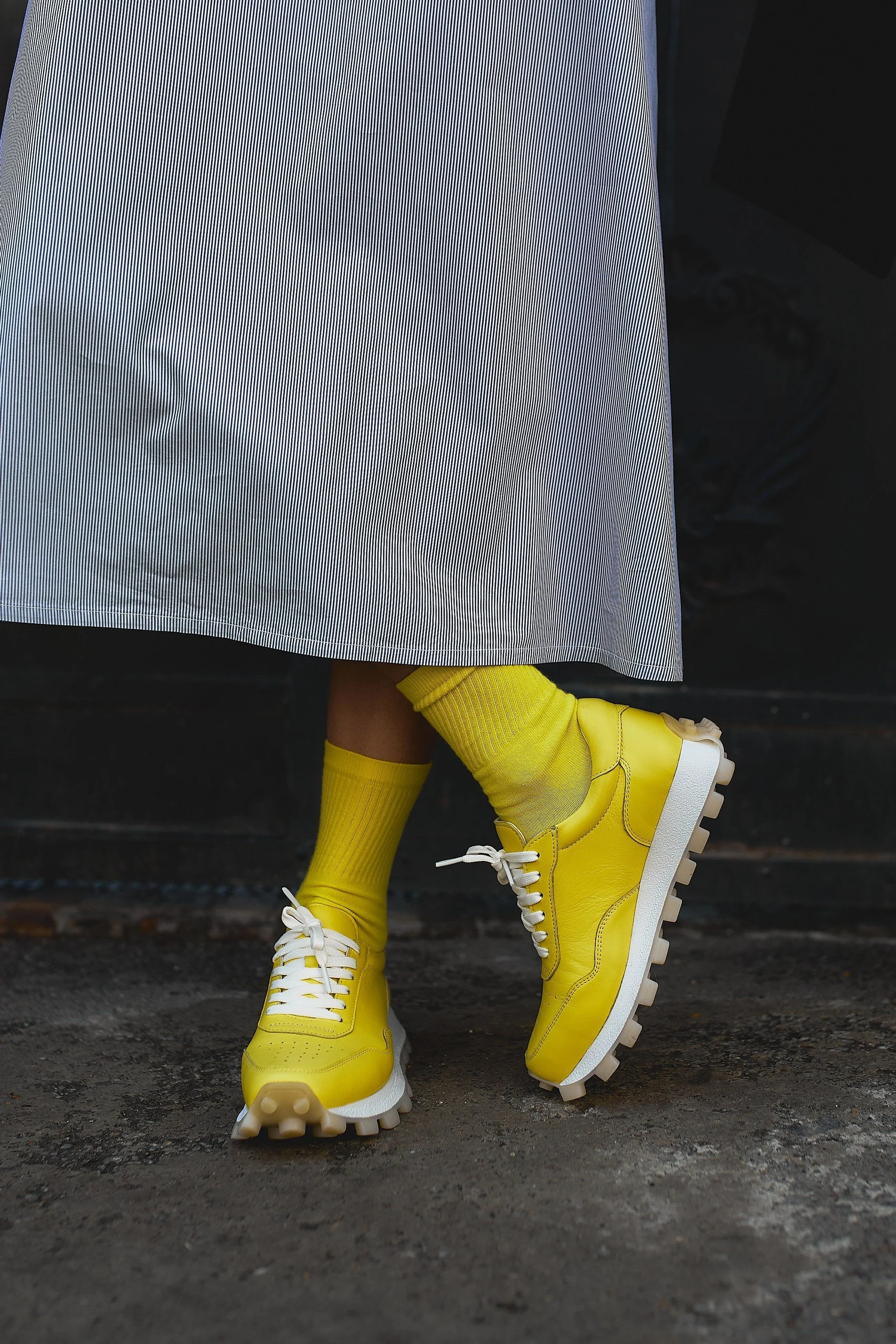 Yellow leather sneakers