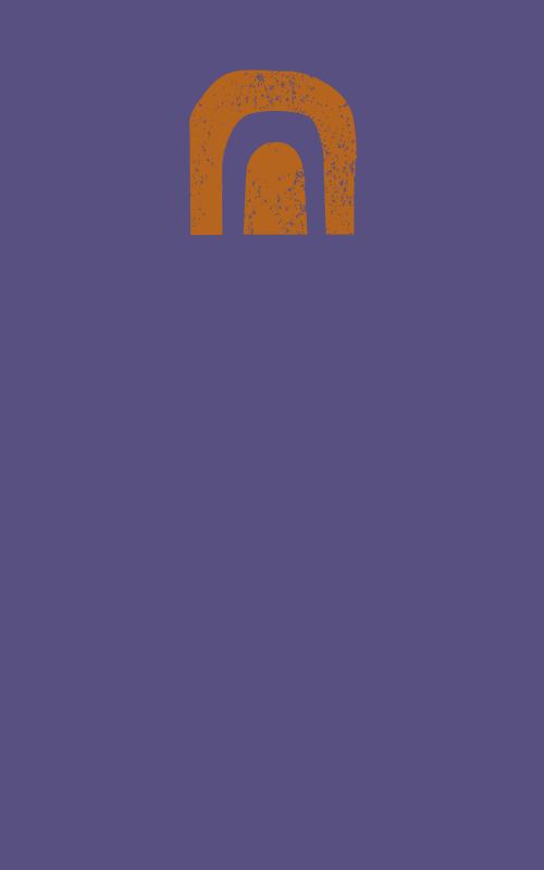 Simple graphic with a purple background and an orange arch shape at the top.