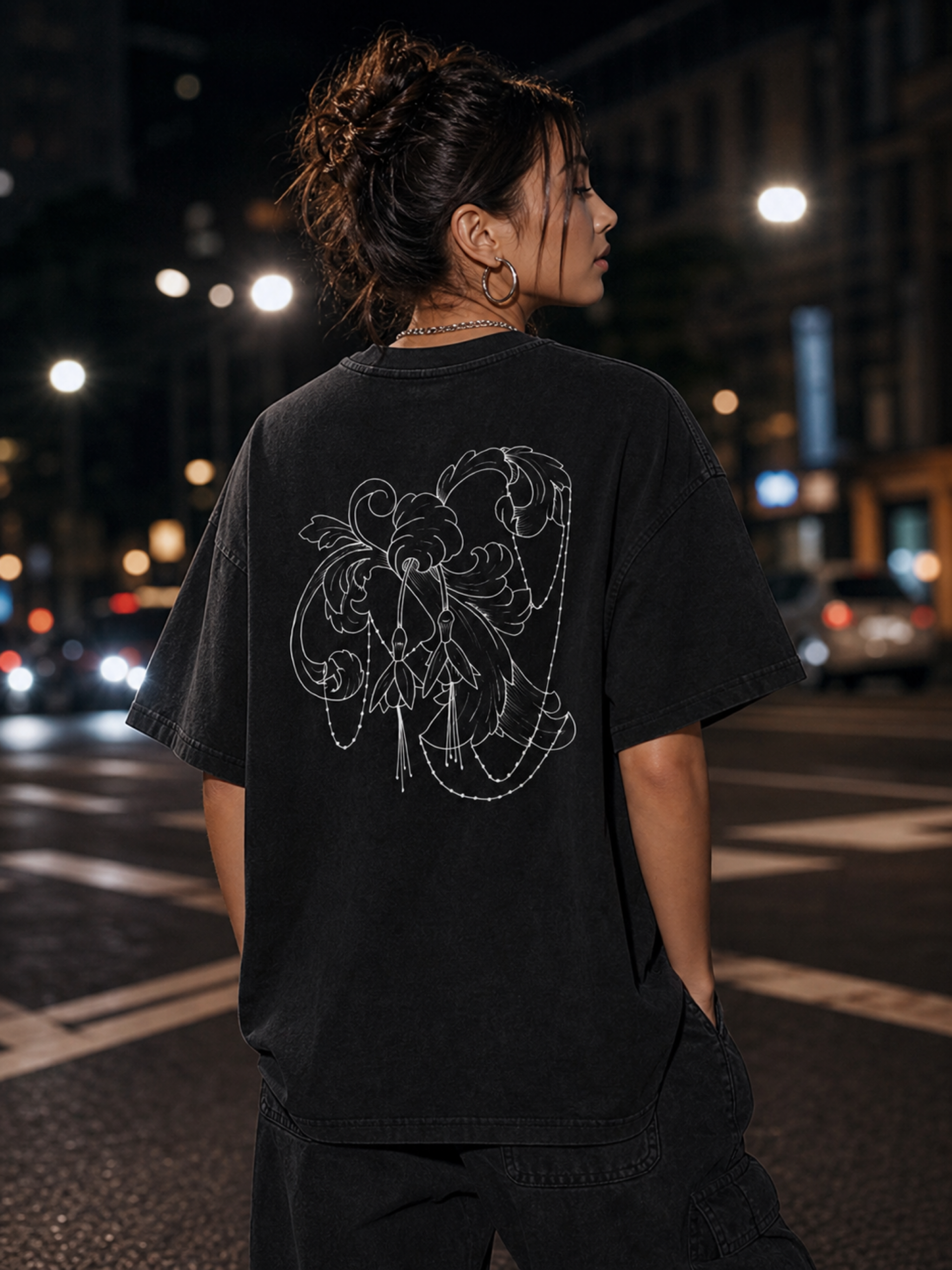 Fuchsia Design Enzyme Washed T-Shirt