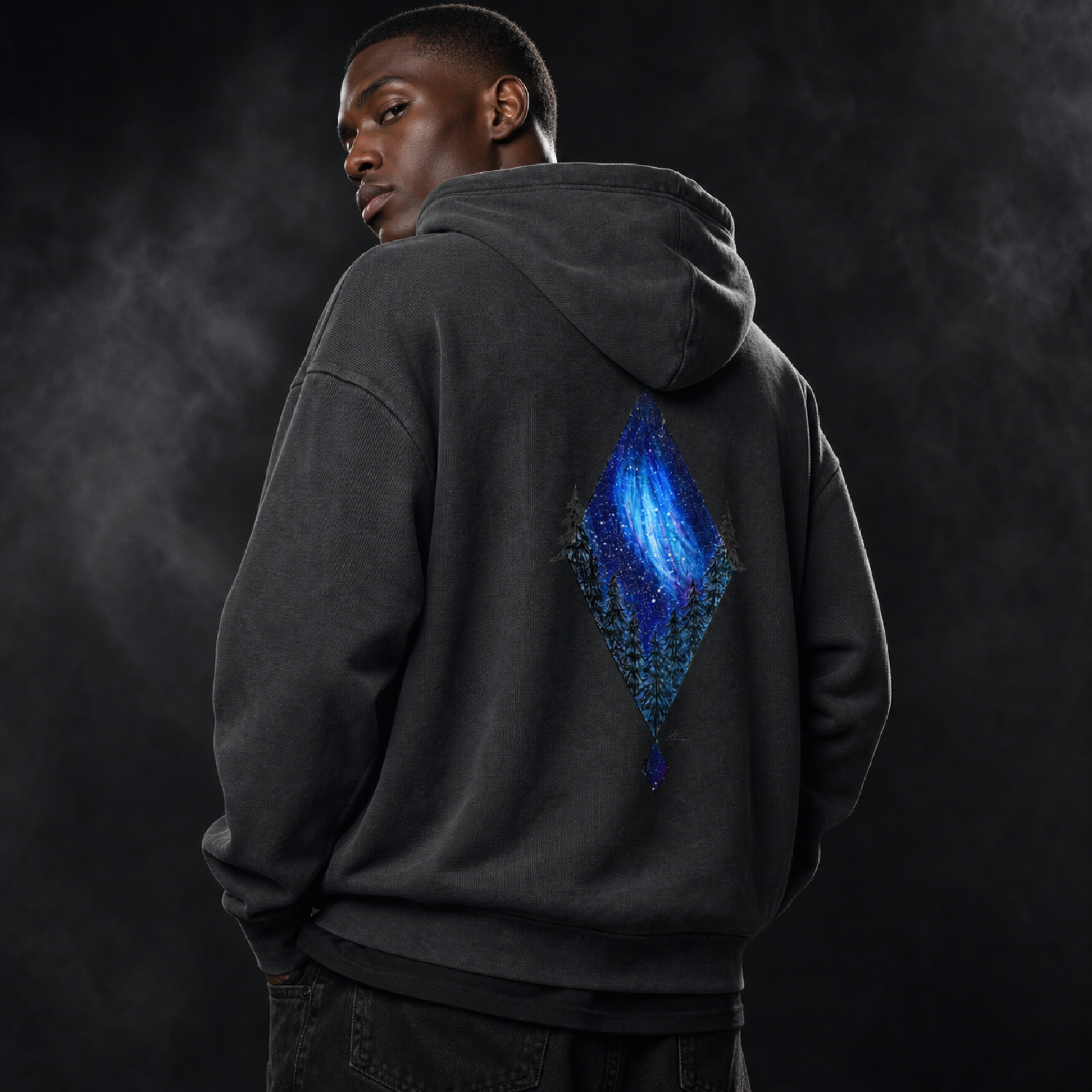 Diamond Galaxy Unisex Mineral Wash Oversized Hoodie