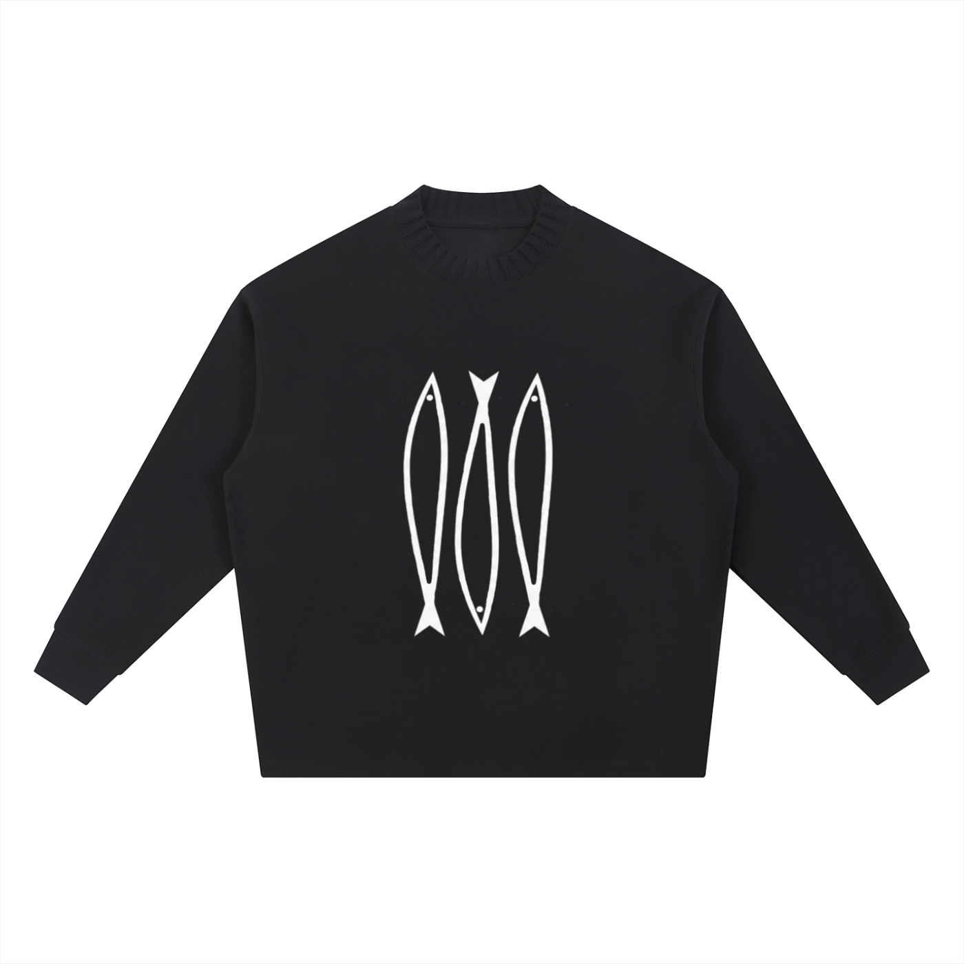 Fish Graphic Knitted Round Neck Oversize Sweatshirt