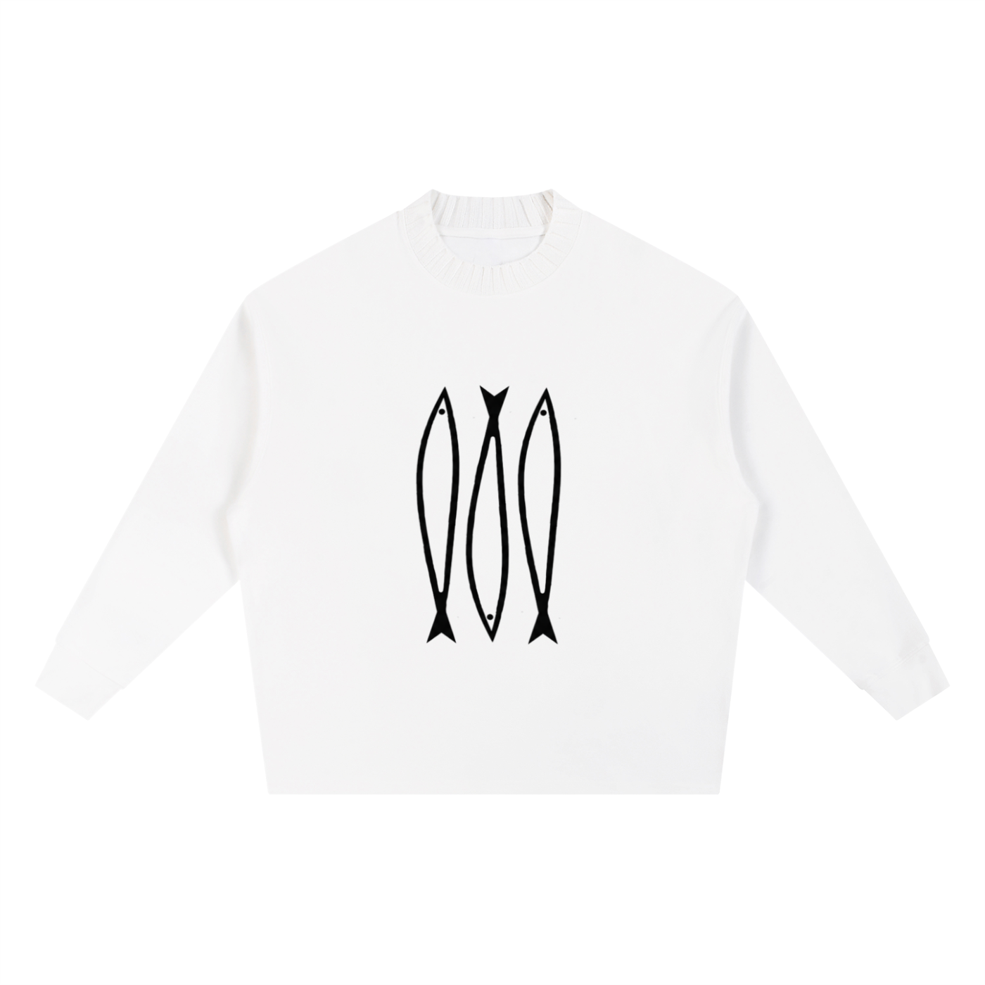 Bold Fish Knitted Round Neck Oversize Sweatshirt