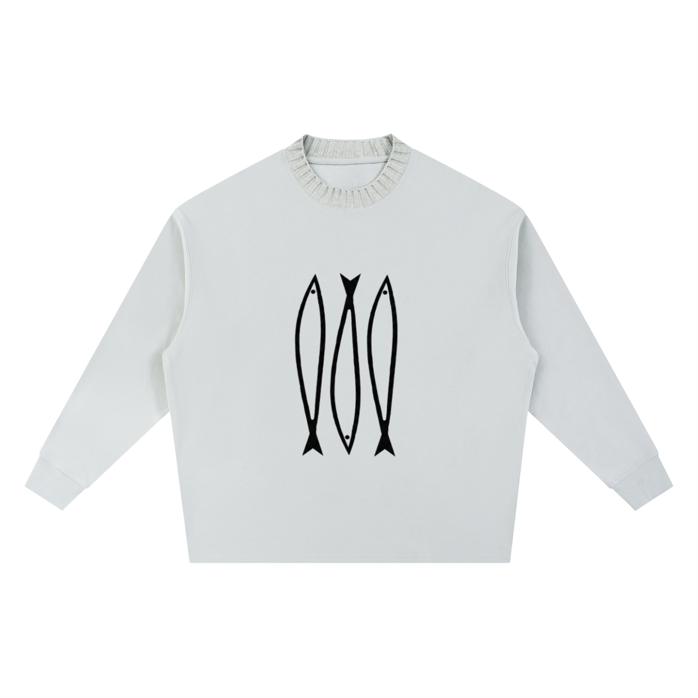 Bold Fish Knitted Round Neck Oversize Sweatshirt