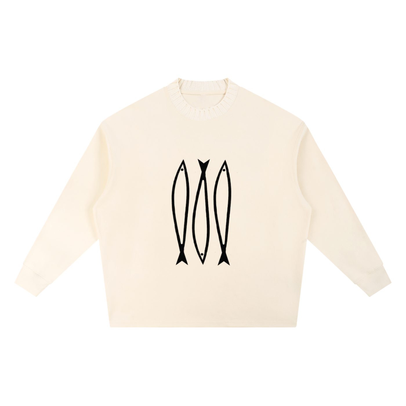 Bold Fish Knitted Round Neck Oversize Sweatshirt