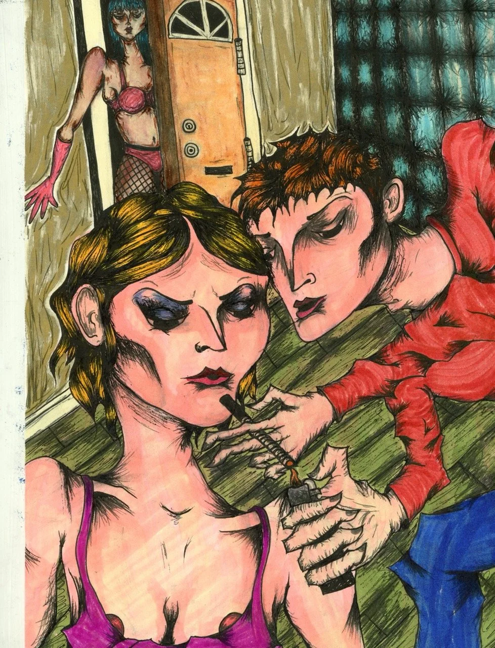 Untitled, 2024
Permanent marker, water-based marker, and archival ink on sketch paper
9in x 12in