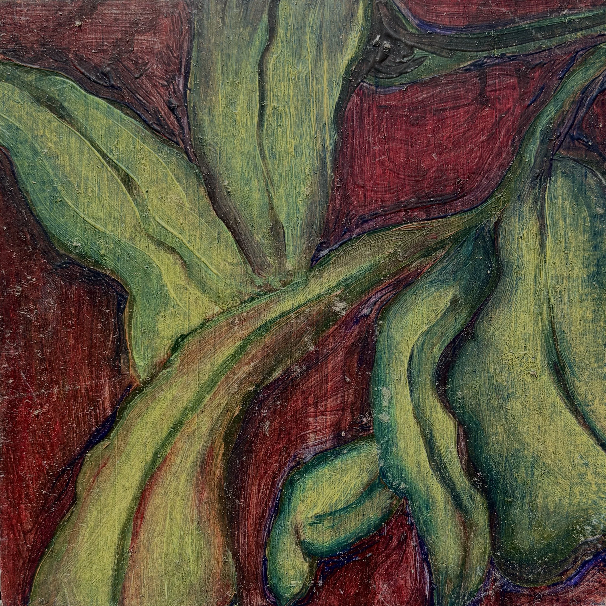 Leaf glazing #2, 2024
Oil on masonite panel
6in x 6in