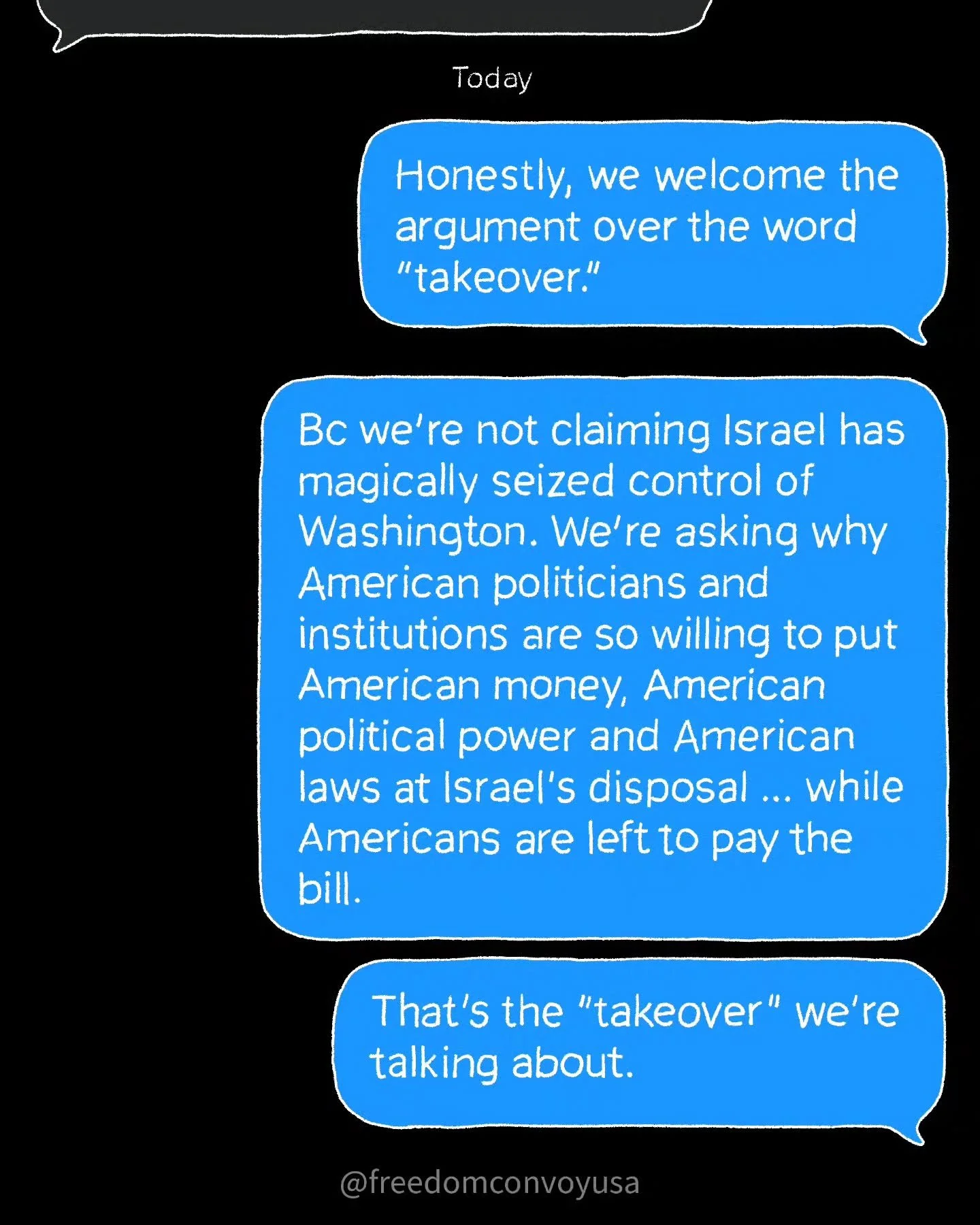 We asked our fellow organizer, Gur, an anti-zionist Jew, their thoughts on those who take issue with the word "takeover" when we talk about Israel's relationship to America. This was his answer.

We welcome discussion. Let's start with this
