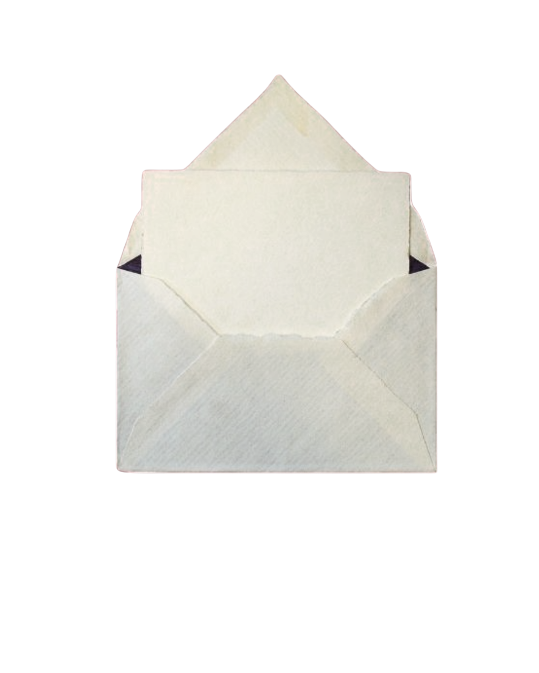Una busta aperta di carta con un cartoncino all'interno.