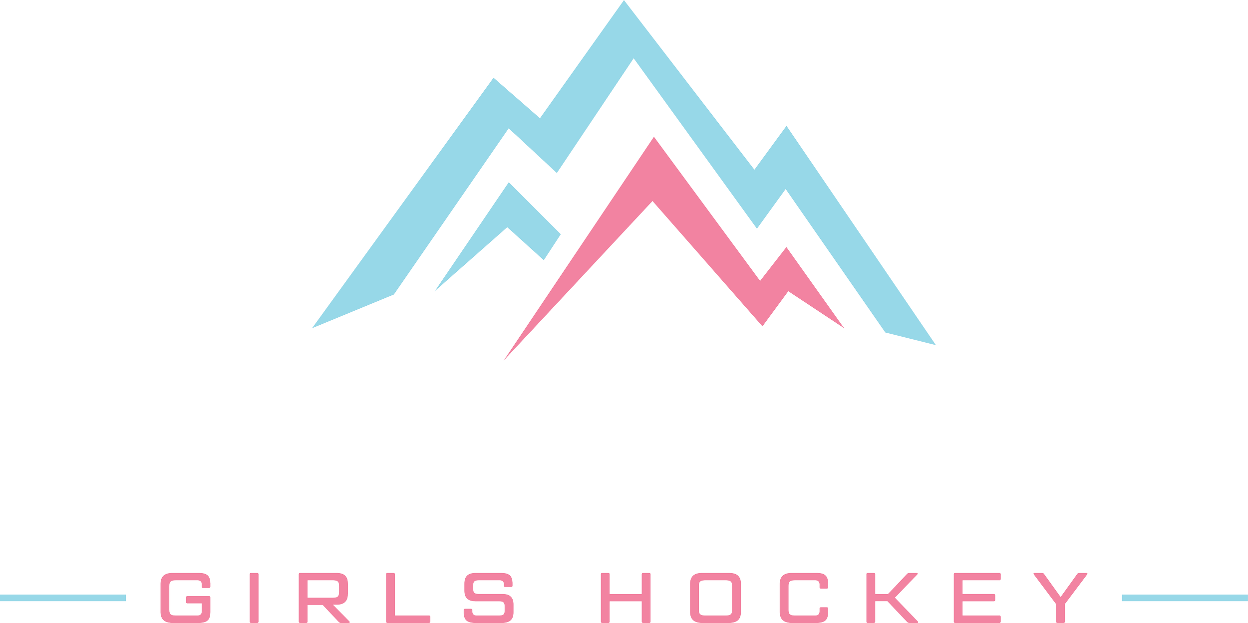 Logo with stylized mountain peaks in blue and pink, and the text 'BREAKAWAY GIRLS HOCKEY' underneath, with 'GIRLS HOCKEY' in pink.