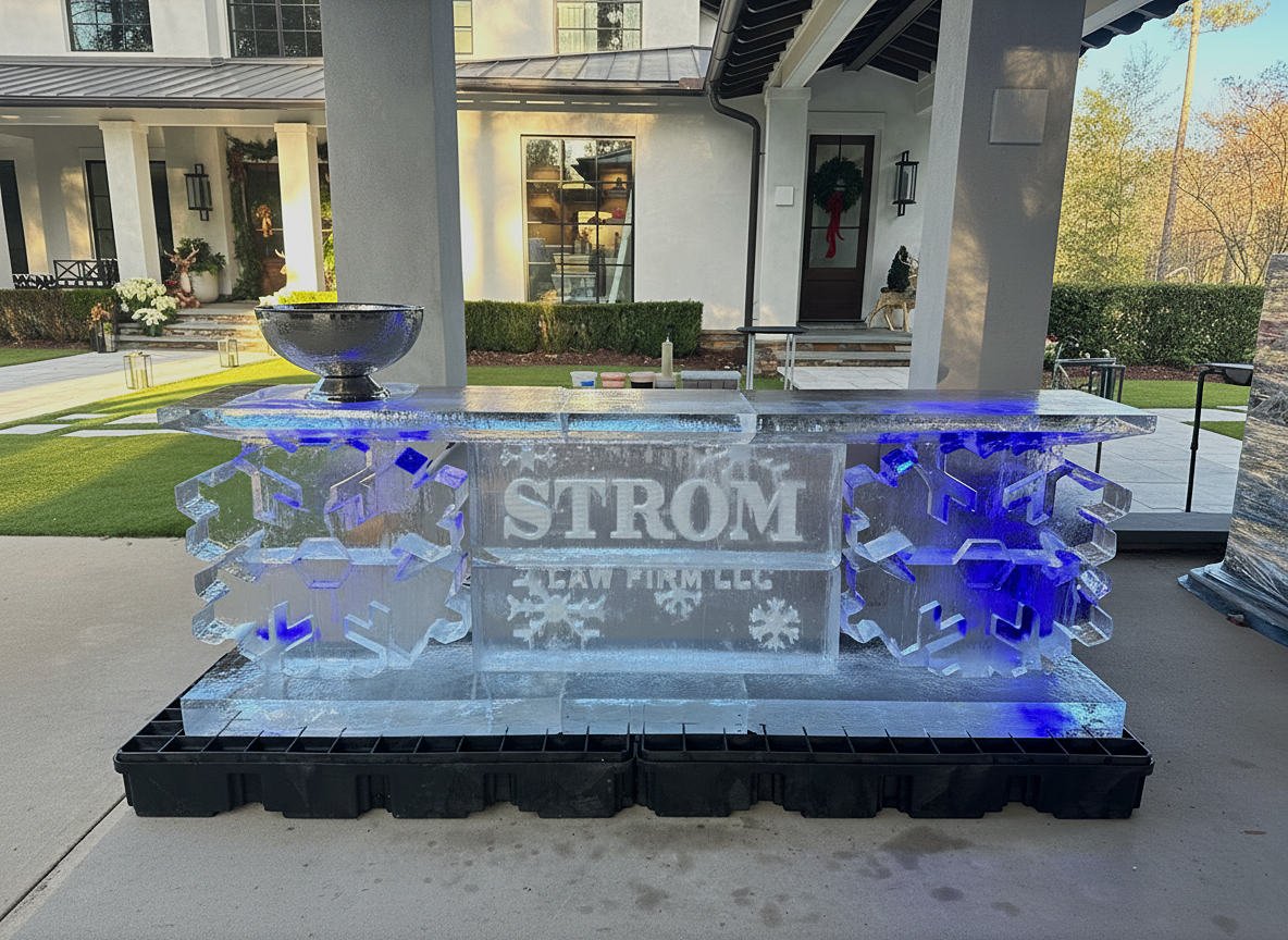 Strom Law Ice Bar Ice Sculpture Raleigh NC