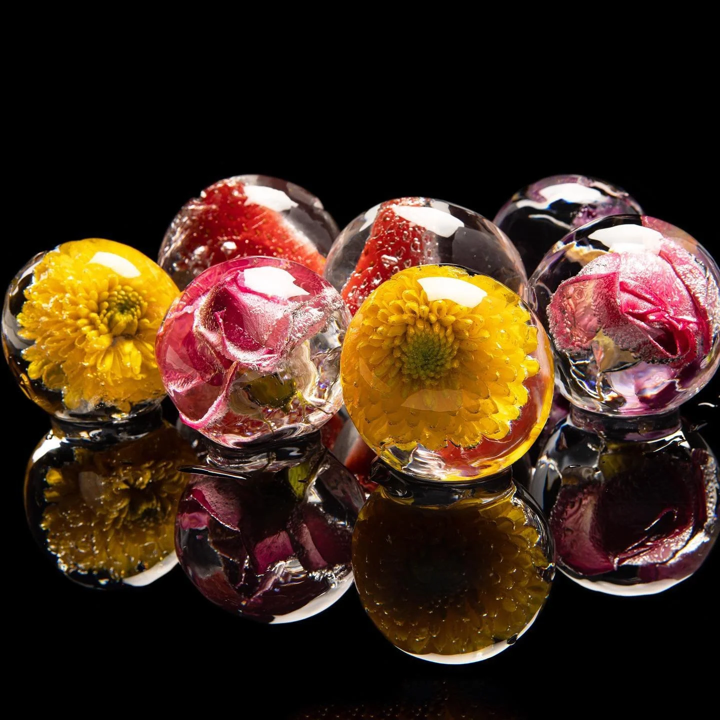 Floral Infused Frozen In Ice Sphere