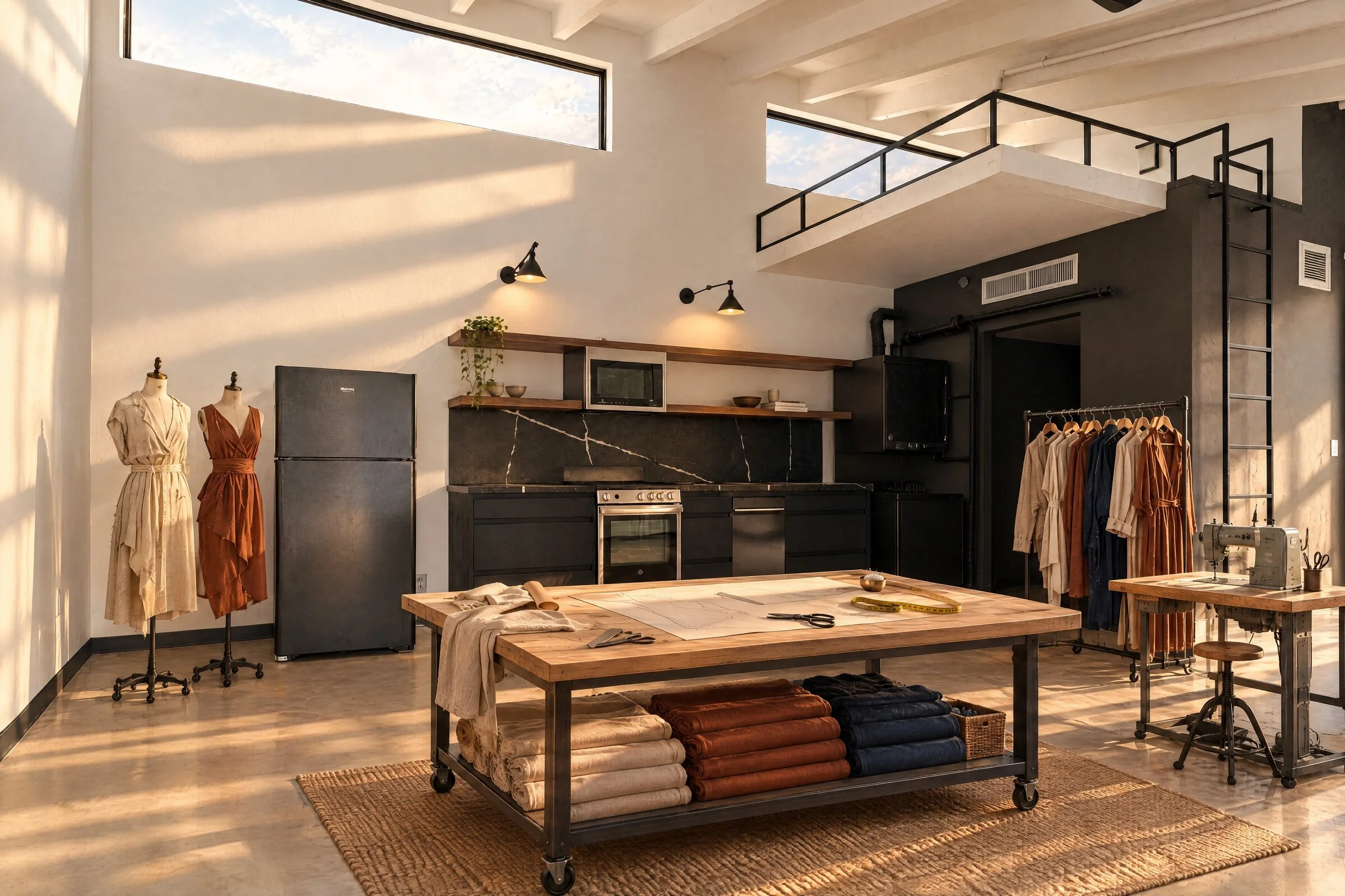 The same loft virtually staged, Clothing designer