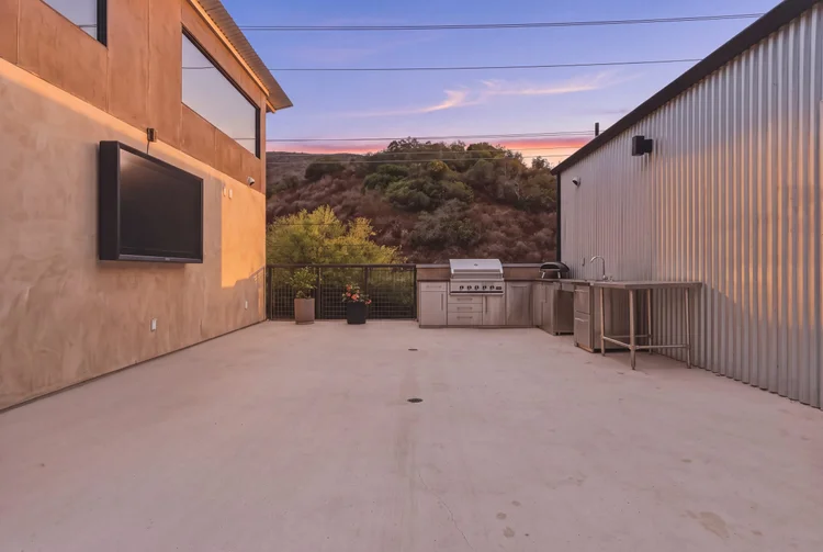 Laguna Beach loft photography: terrace at sunset