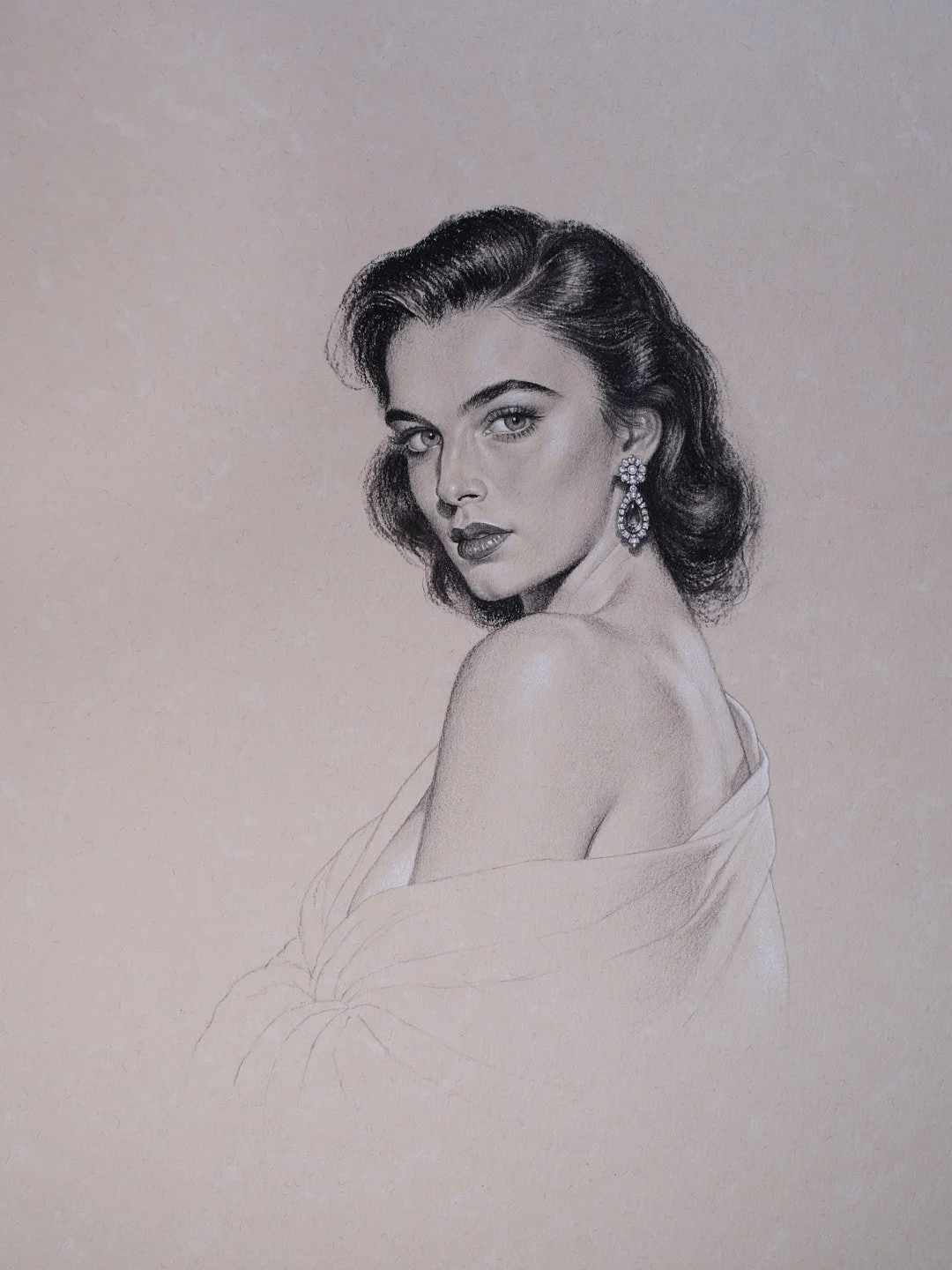 Scarlet · Charcoal and pencil on paper · 2026