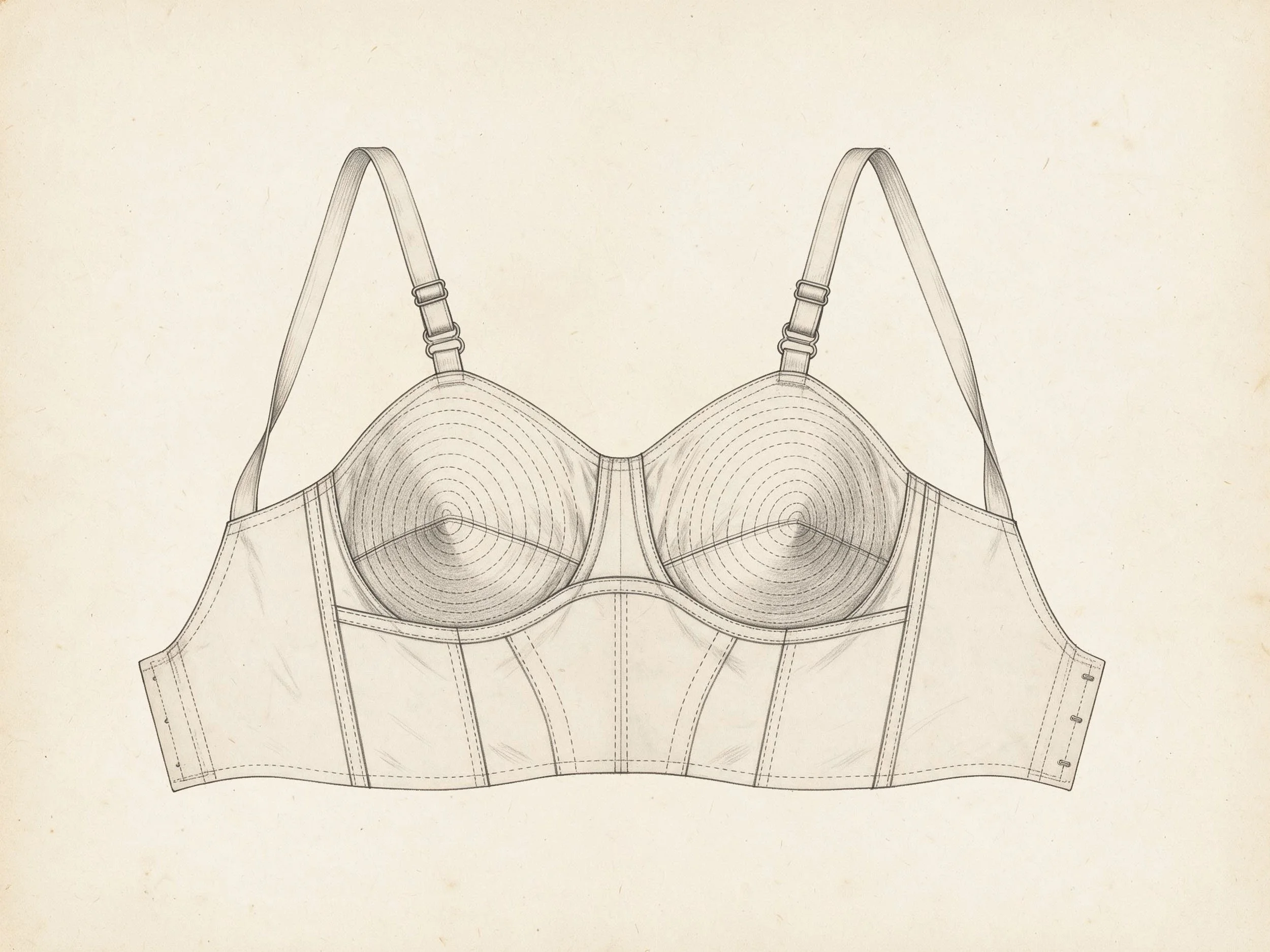 Spiral-stitched bullet bra, c.1952