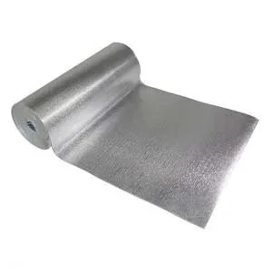 A roll of gray metallic tape partially unrolled.
