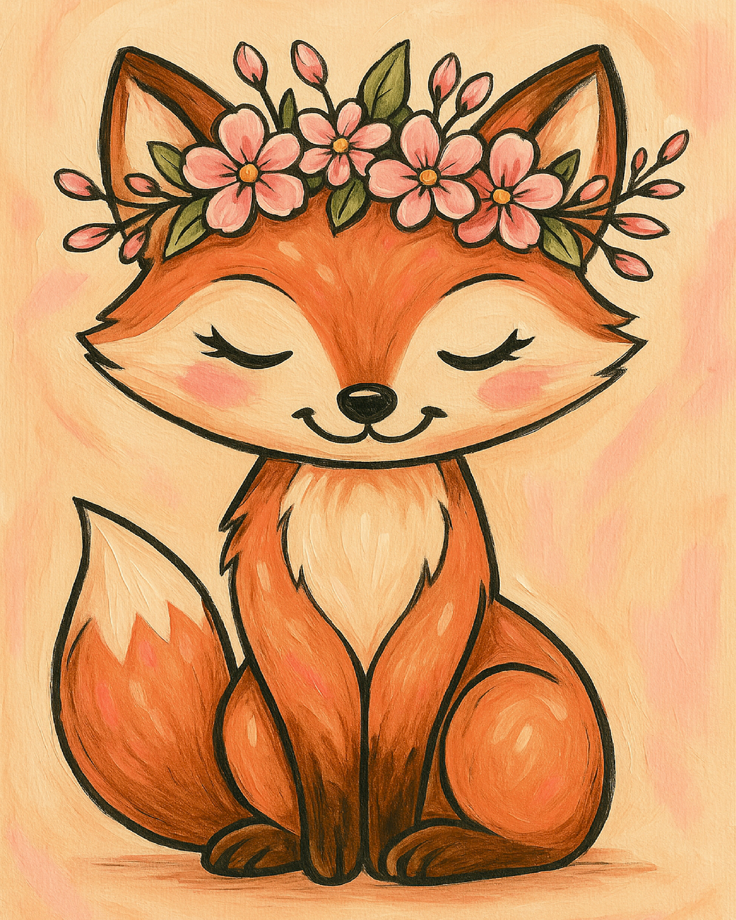 Floral Fox Canvas Paint Kit - 9x12