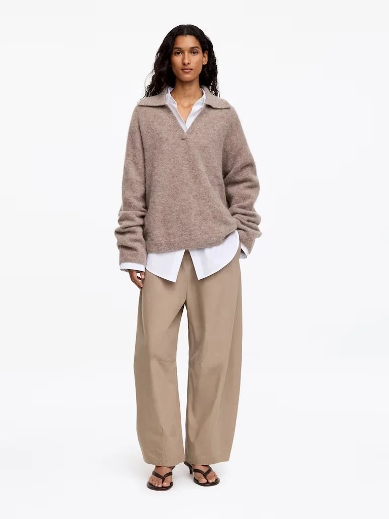 BARREL-LEG COTTON TROUSERS