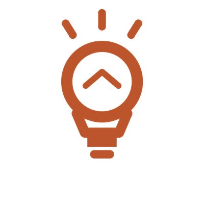 A lightbulb logo with a clock hand, symbolizing timely insight
