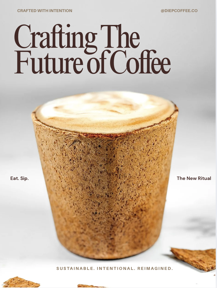 A coffee cup with a cinnamon-spiced latte, signifying innovative coffee crafting and future trends in coffee culture.