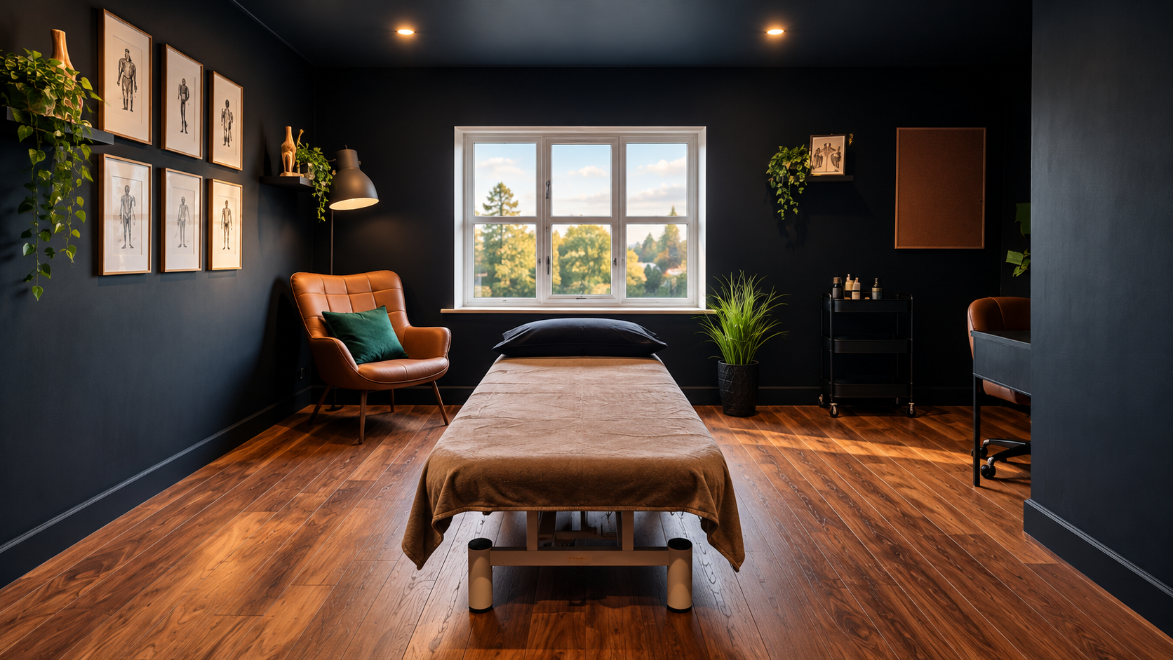 Treatment room at The Recovery Room sports and remedial massage clinic in Portadown.