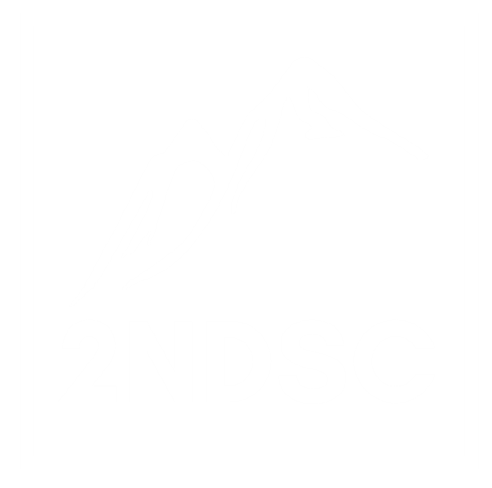 A black and white logo with a mountain outline above the text '2NDSC'.
