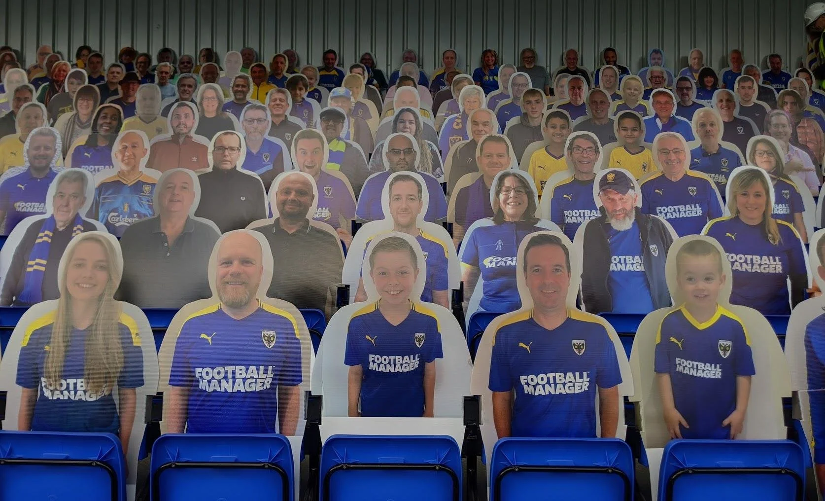 Cardboard cutouts of Wimbledon fans, organised by Ivor, were the only ones allowed to watch the opening games at the new Plough Lane ground because of the Covid epidemic