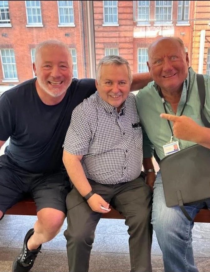  Ivor with Talksport radio commentators and football icons Ally McCoist (left) and Alan Brazil
