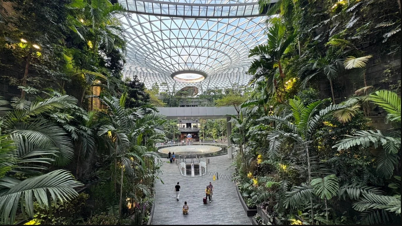 Jewel Changi Airport indoor garden in Singapore, photographed during the 2026 trip