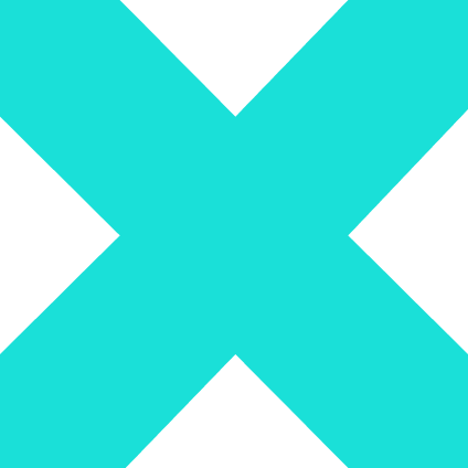A stylized turquoise 'X' on a black background.