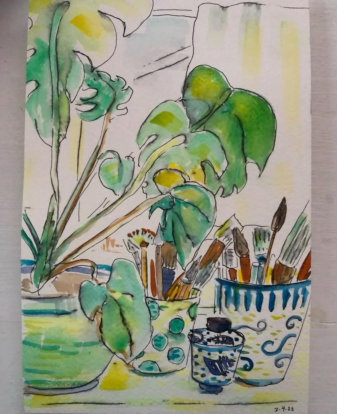 "Studio Corner" watercolor and ink - $75