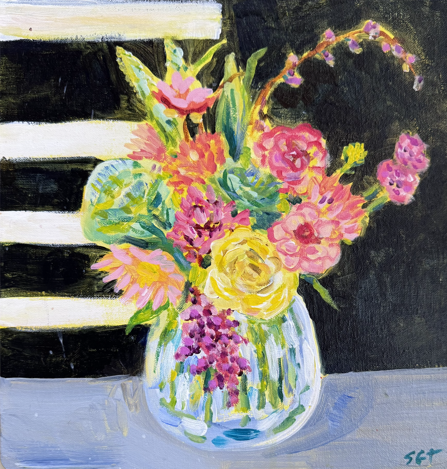 "Black and White Bouquet" - SOLD