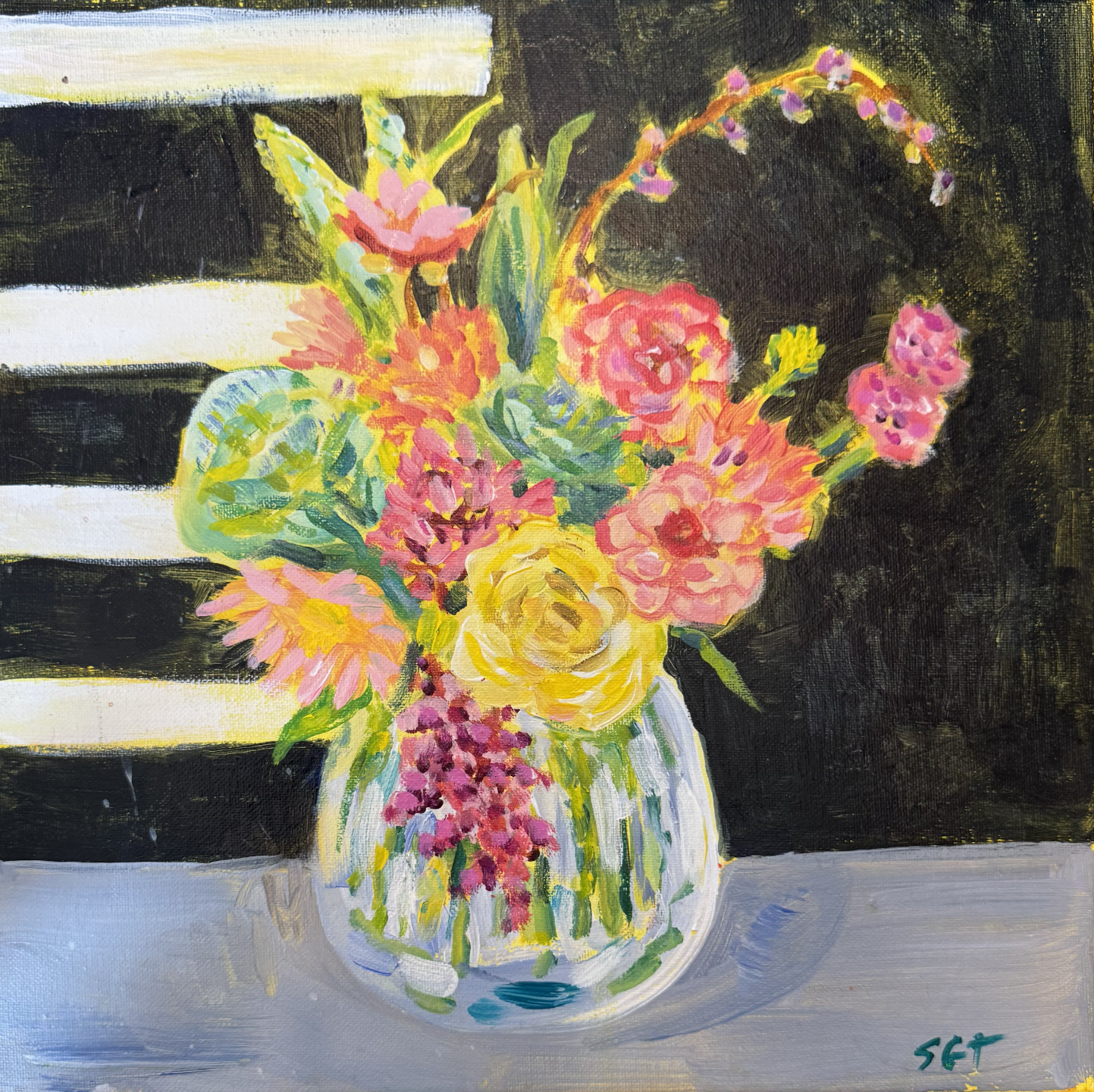"Black and White Bouquet" - SOLD