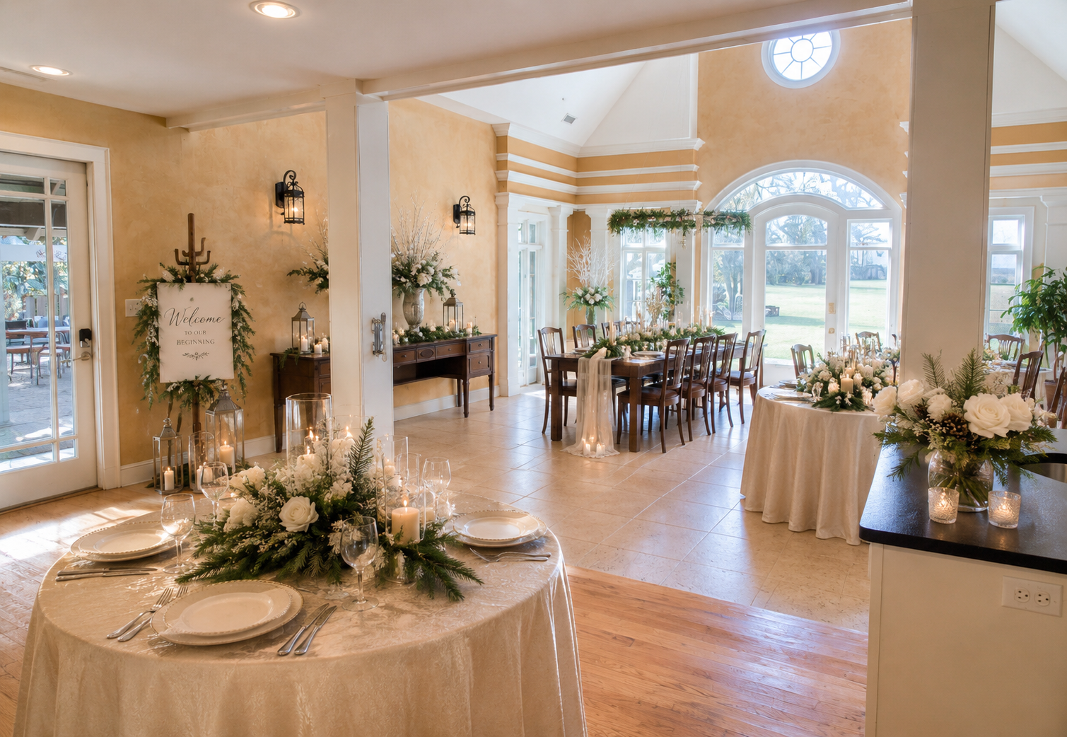Beautiful elegant indoor winter wedding