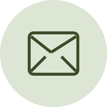 Envelope icon on a light green circular background