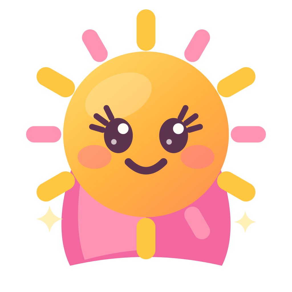 Cute cartoon baby dragon character with light orange face, large expressive eyes, pink cheeks, and pink body with yellow elements, smiling and facing forward.