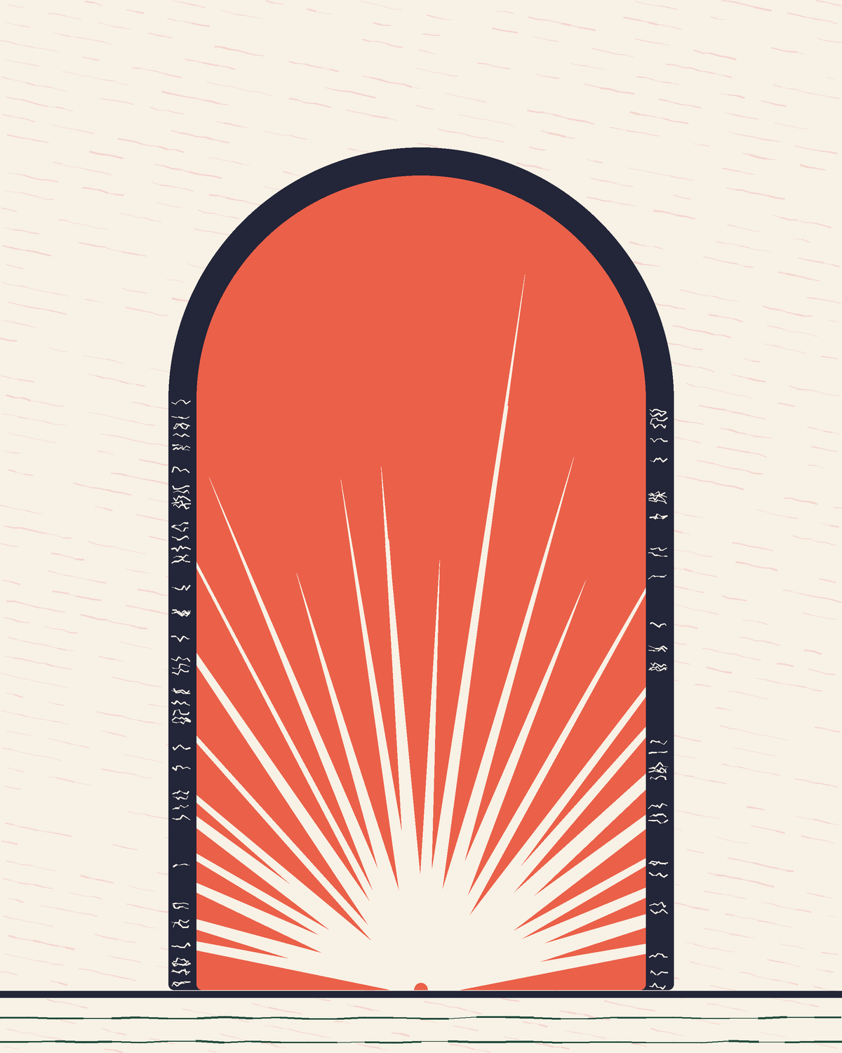Illustration: an arched doorway standing open, warm light pouring out of it